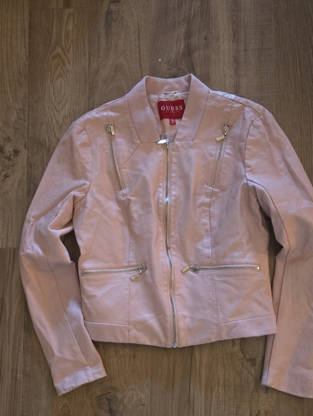 GUESS Light Pink Women's Moto Zip Jacket